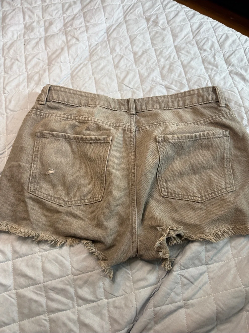 Primark Khaki Distressed Denim Shorts